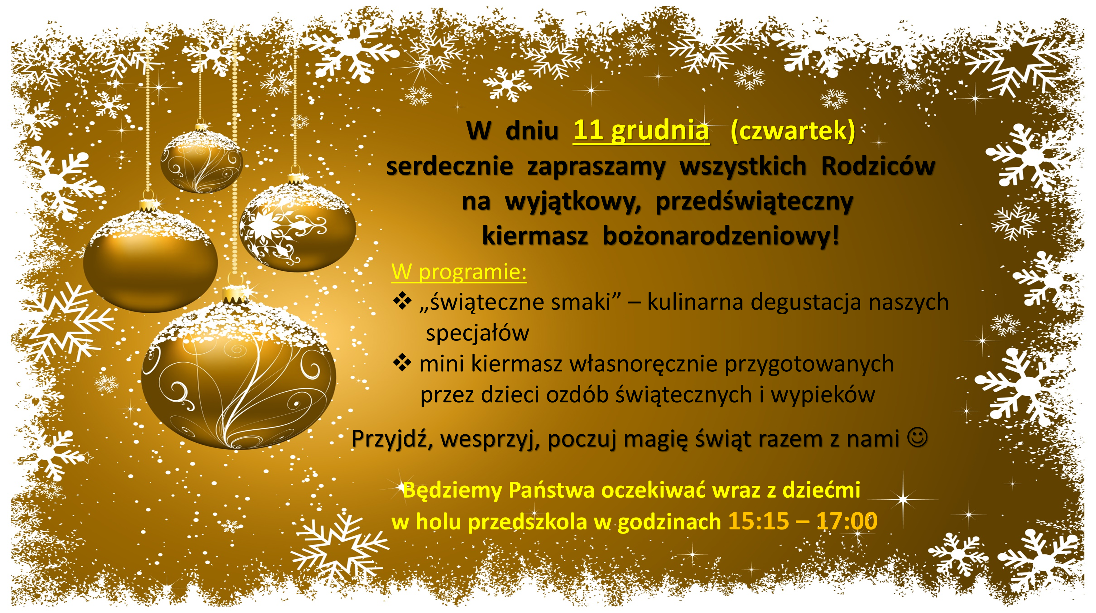 KIERMASZ ŚWIĄTECZNY I DEGUSTACJA